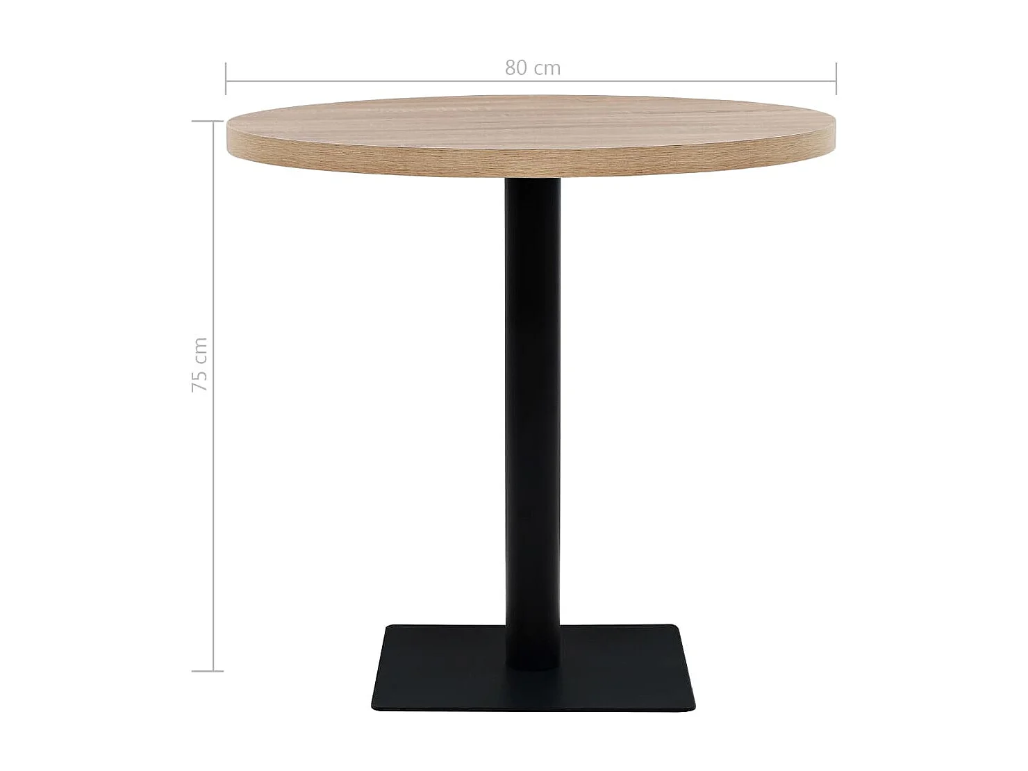 Mesa de bar bistró MDF y acero redonda 80x75 cm color roble