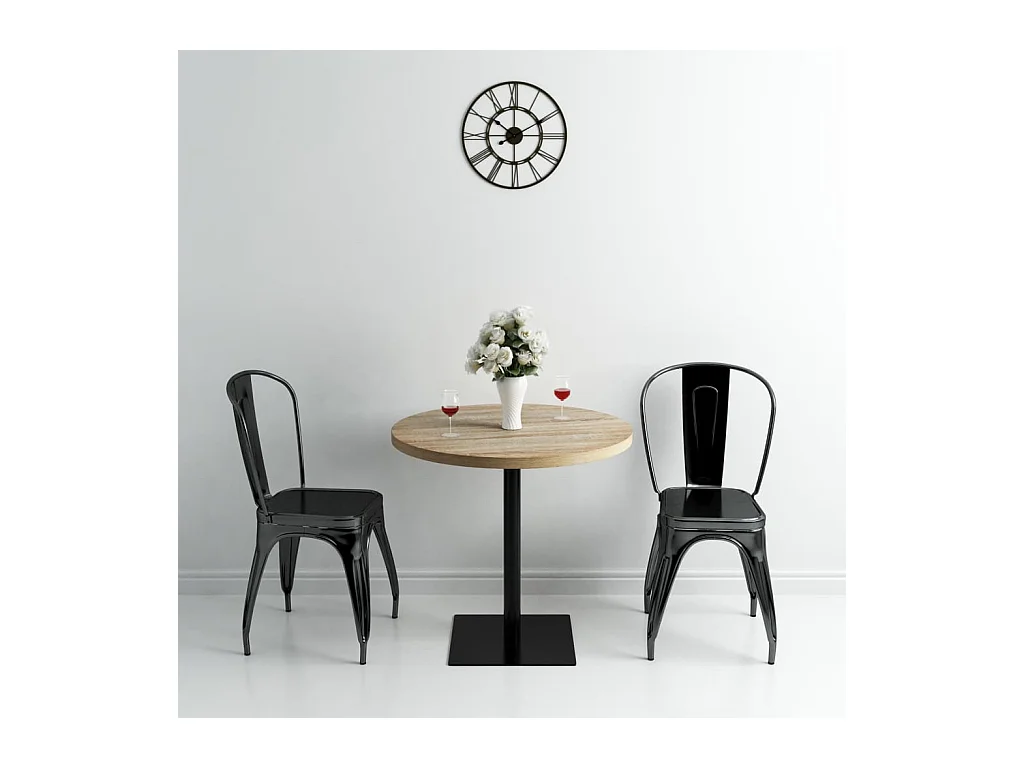Tavolo Bistrot in MDF e Acciaio Rotondo 80x75 cm Colore Rovere