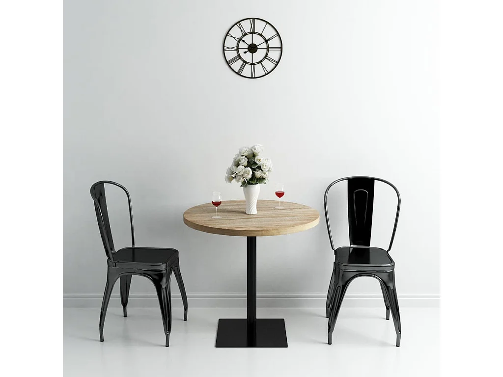 Tavolo Bistrot in MDF e Acciaio Rotondo 80x75 cm Colore Rovere