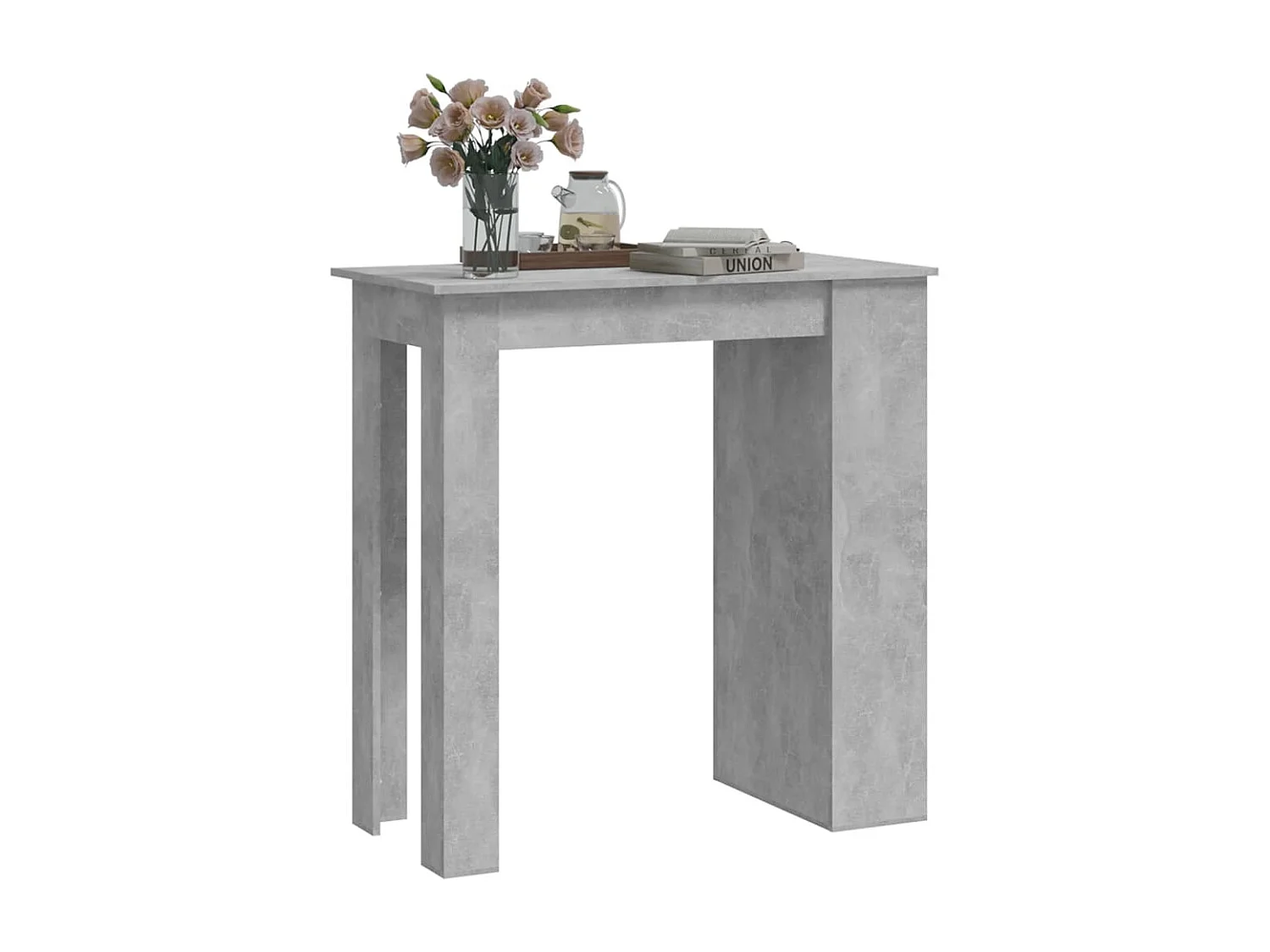 Tavolino da Bar con Portaoggetti Grigio Cemento 102x50x103,5 cm