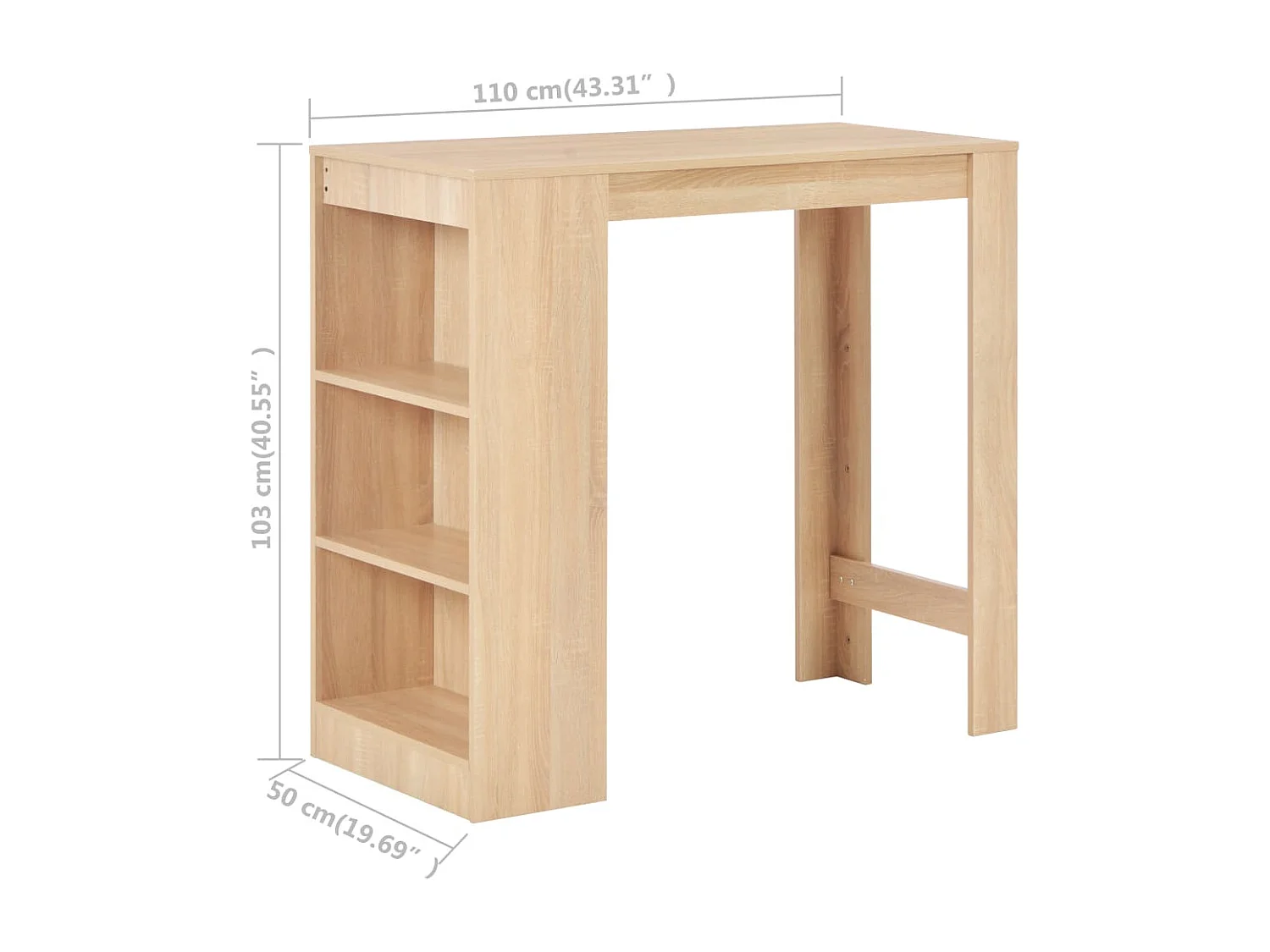 Bartisch mit Regal Eichenbraun 110x50x103 cm