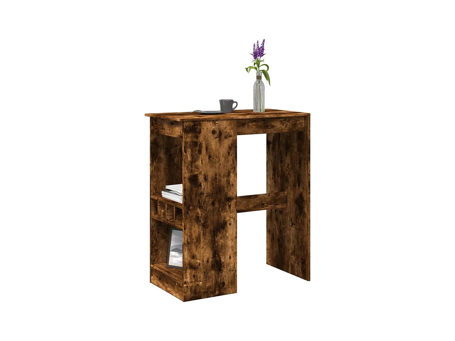 Bartisch mit Regal Räuchereiche 90x47,5x103,5 cm Holzwerkstoff