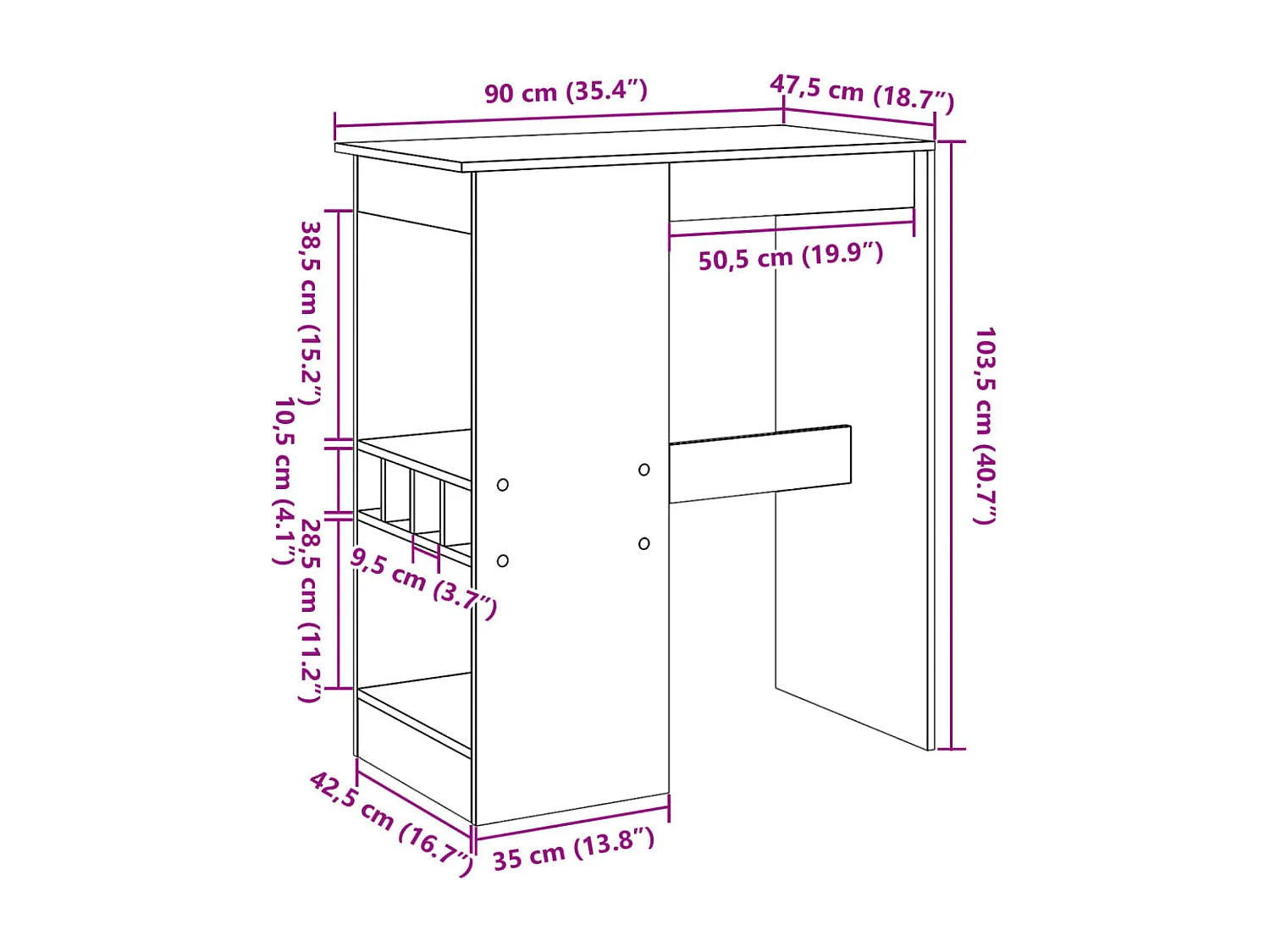 Table de bar avec étagères chêne fumé bois d'ingénierie