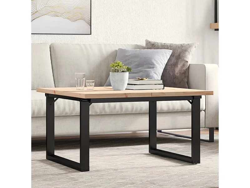 Tavolino Salotto Telaio a O 90x90x45,5 cm Legno Pino e Acciaio