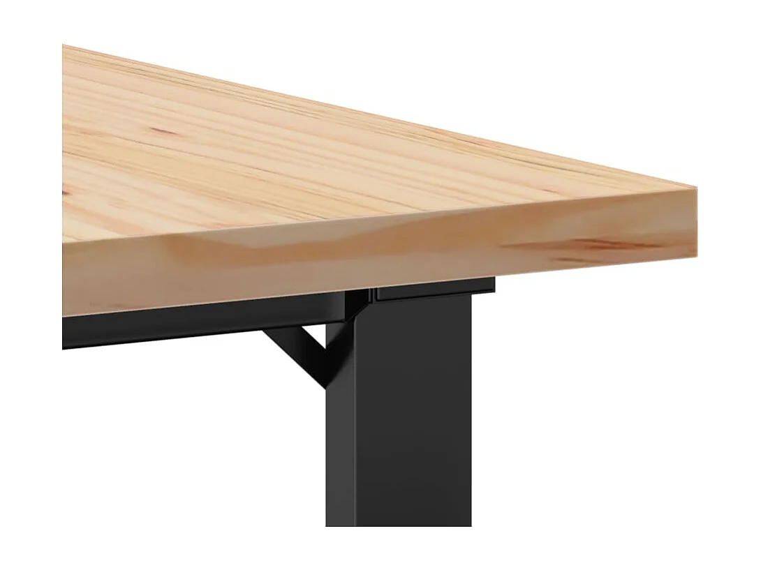 Table basse cadre en O 90x90x45,5cm bois de pin massif et acier