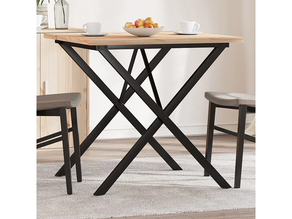 Mesa de jantar estrutura em X 90x90x75,5 cm pinho/ferro fundido