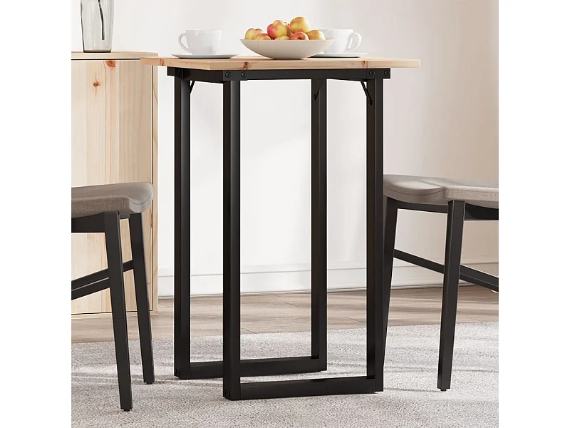 Table à manger cadre en O 50x50x75 cm bois de pin massif acier