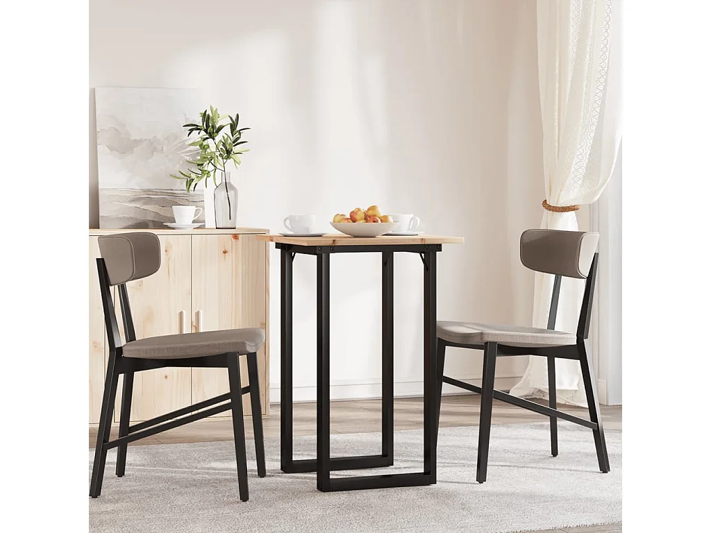 Table à manger cadre en O 50x50x75 cm bois de pin massif acier