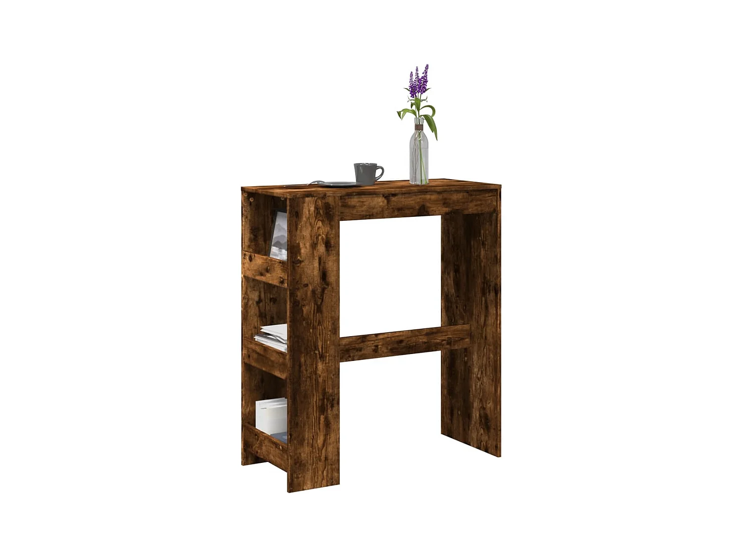 Bartisch mit Regal Räuchereiche 90x40x103,5 cm Holzwerkstoff