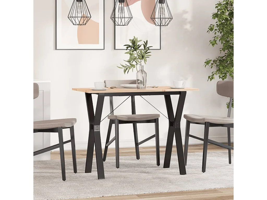 Tavolo da Pranzo Telaio a Y 100x50x75 cm Legno Pino e Acciaio