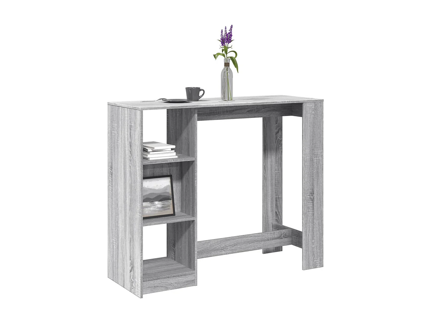 Table de bar avec étagère sonoma gris bois d'ingénierie