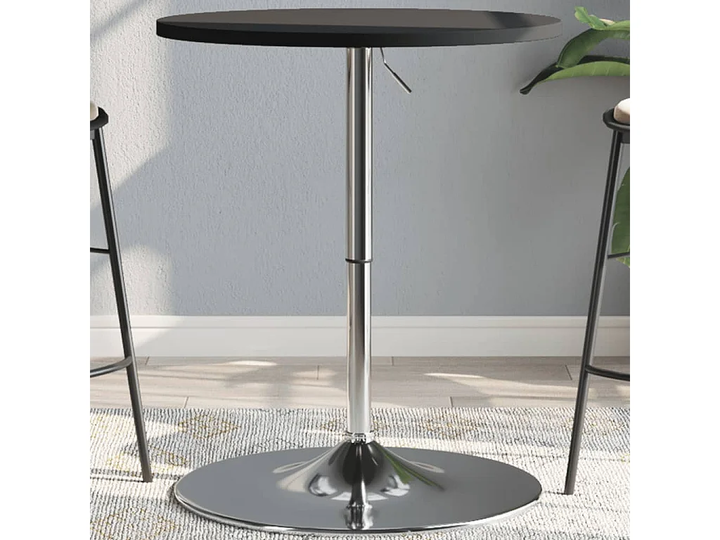 Mesa alta de bar madera ingeniería y acero negra 60x60x90 cm