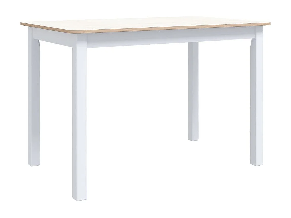 Mesa de comedor madera de caucho blanco y marrón 114x71x75 cm