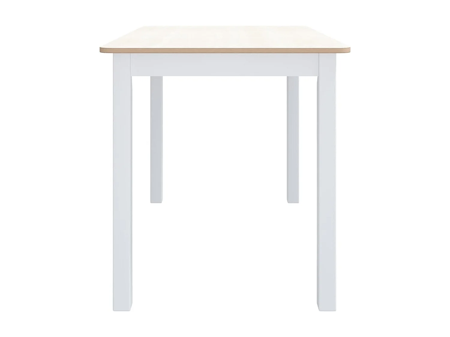 Mesa de comedor madera de caucho blanco y marrón 114x71x75 cm