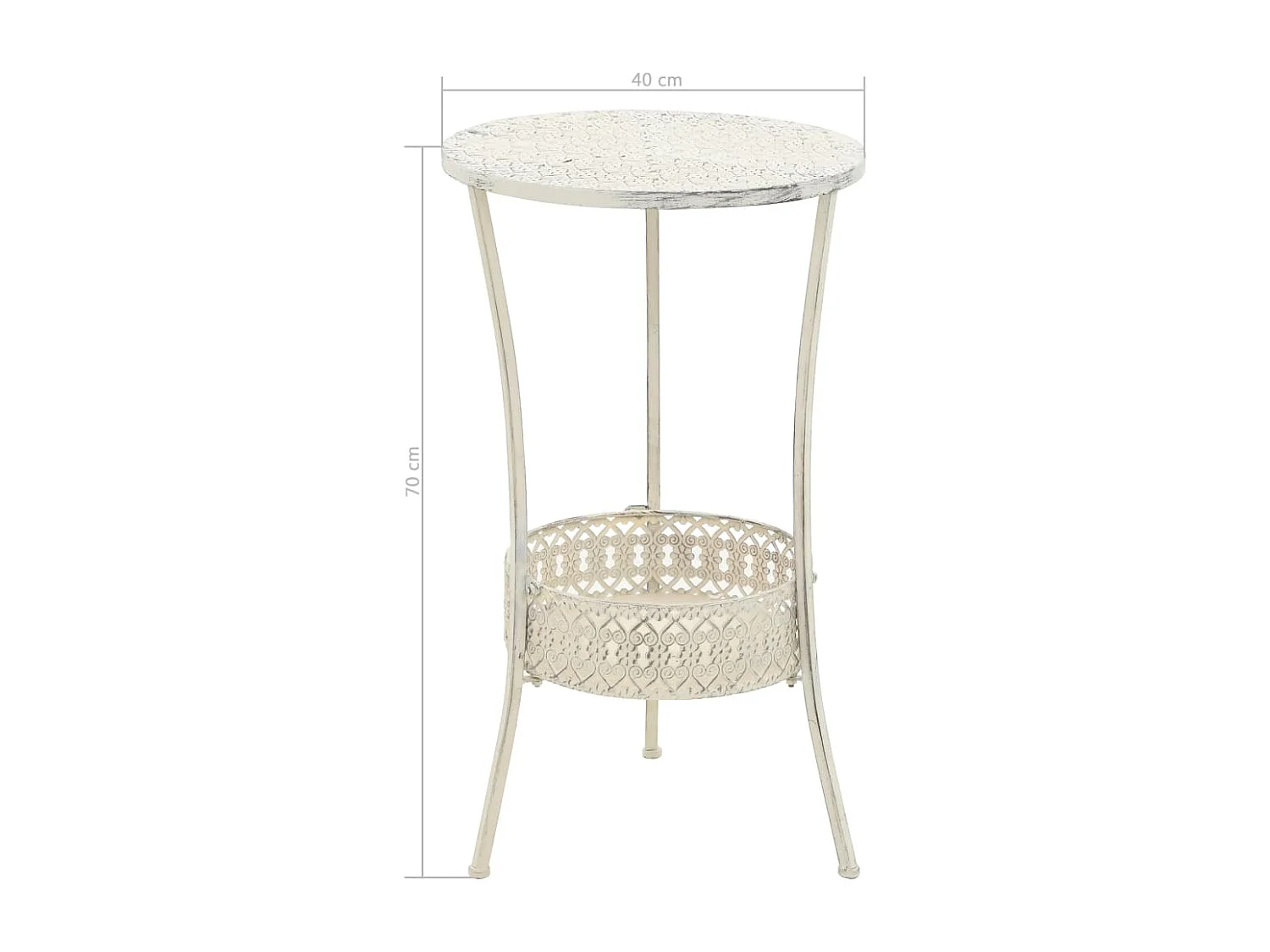 Table de bistro Style vintage Ronde Métal 40x70 cm Blanc