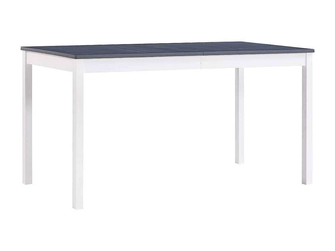 Table à manger Blanc et gris 140x70x73 cm Bois de pin