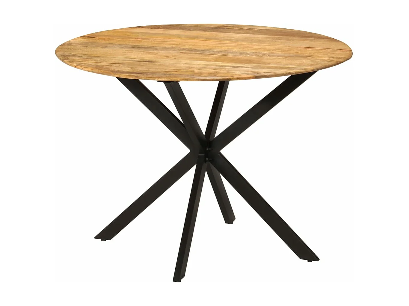 Table à dîner Ø110x78 cm Bois de manguier massif et acier