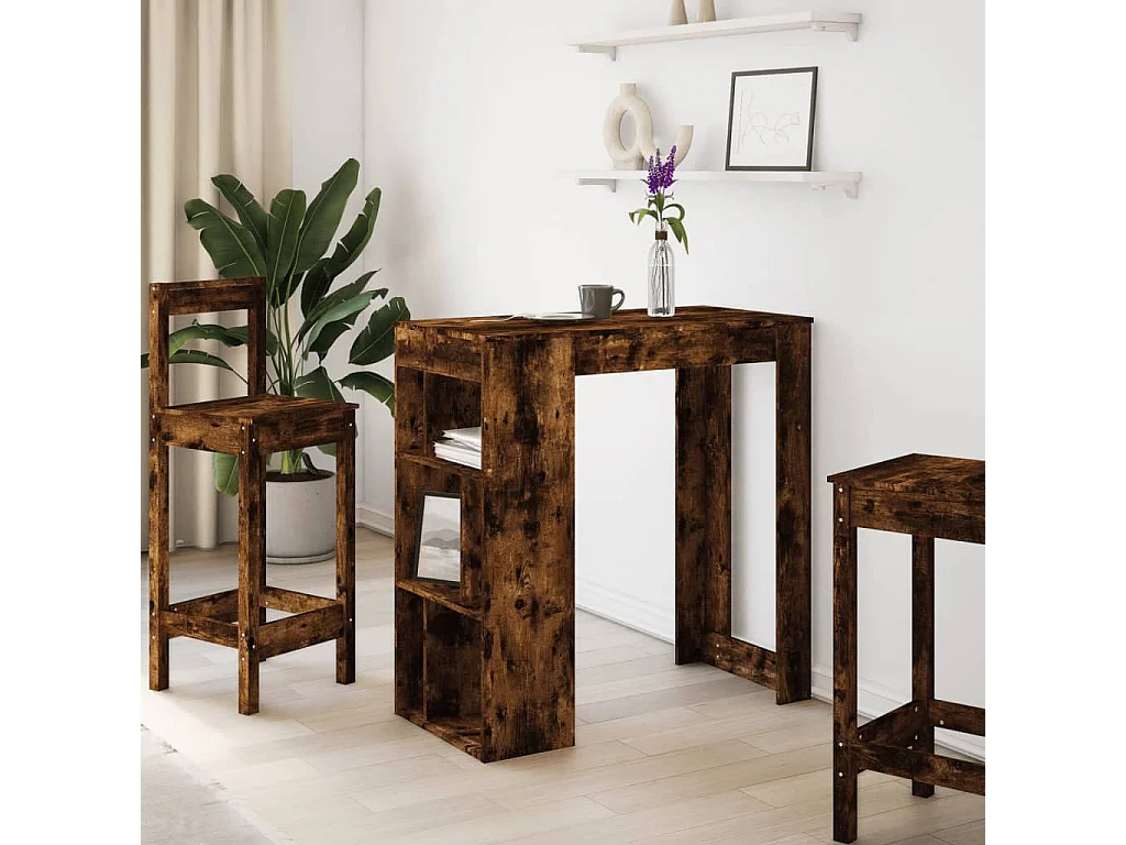 Tavolo Bar con Rastrelliera Rovere 102x50x103,5 cm Multistrato