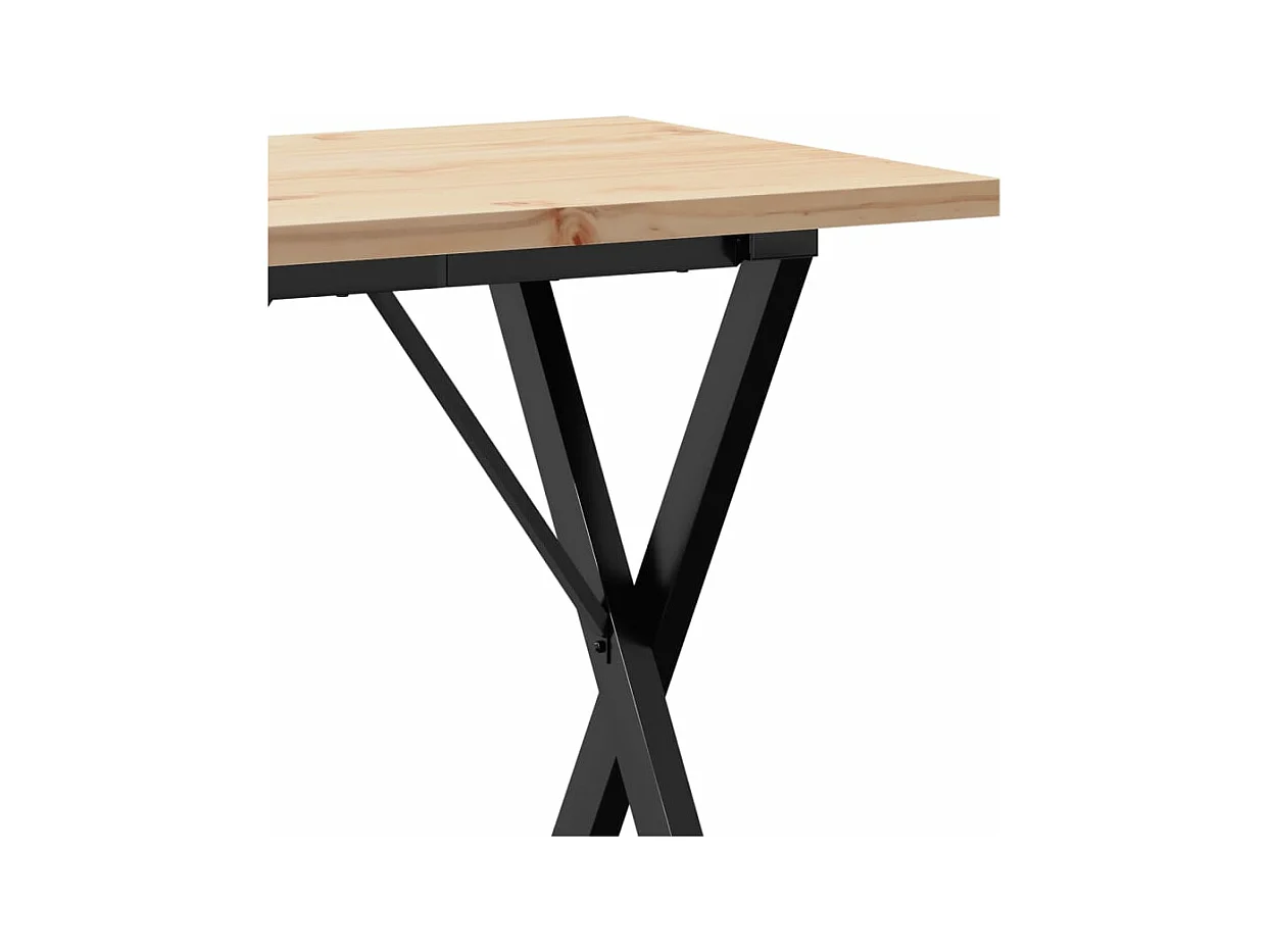 Table à manger cadre en X 80x50x75,5cm bois de pin massif acier