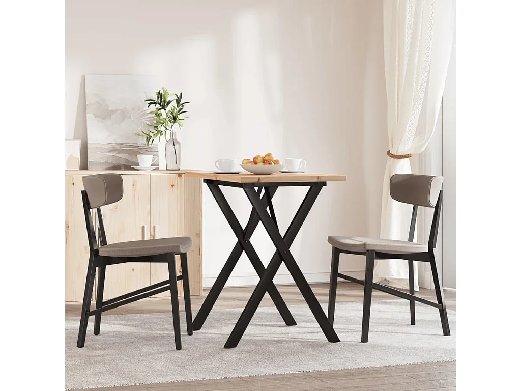 Mesa de jantar estrutura em X 80x50x75,5 cm pinho/ferro fundido