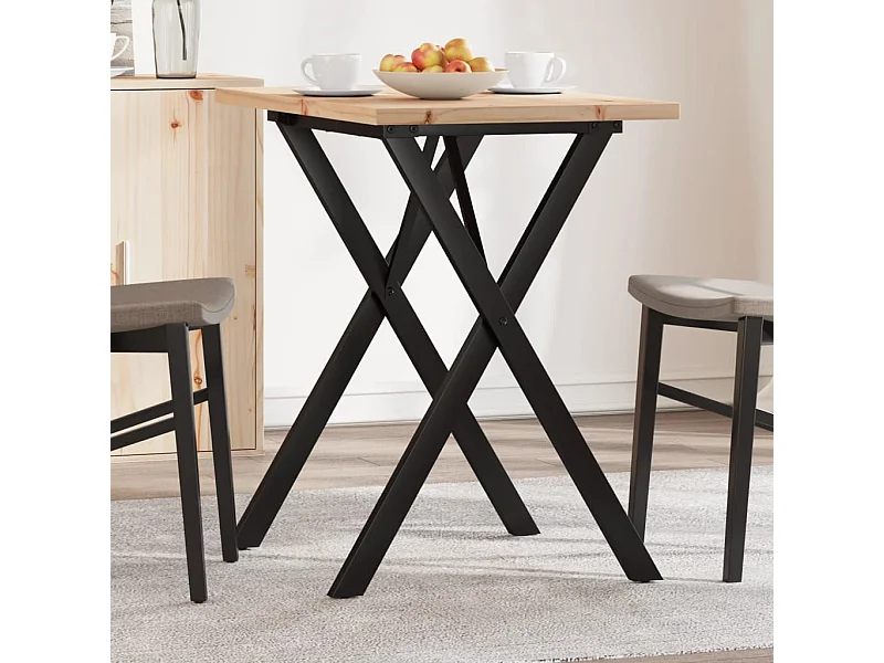 Table à manger cadre en X 80x50x75,5cm bois de pin massif acier
