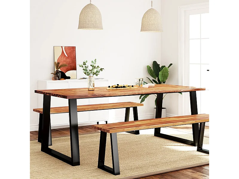 Mesa de jantar c/ bordas vivas 200x90x75 cm acácia maciça