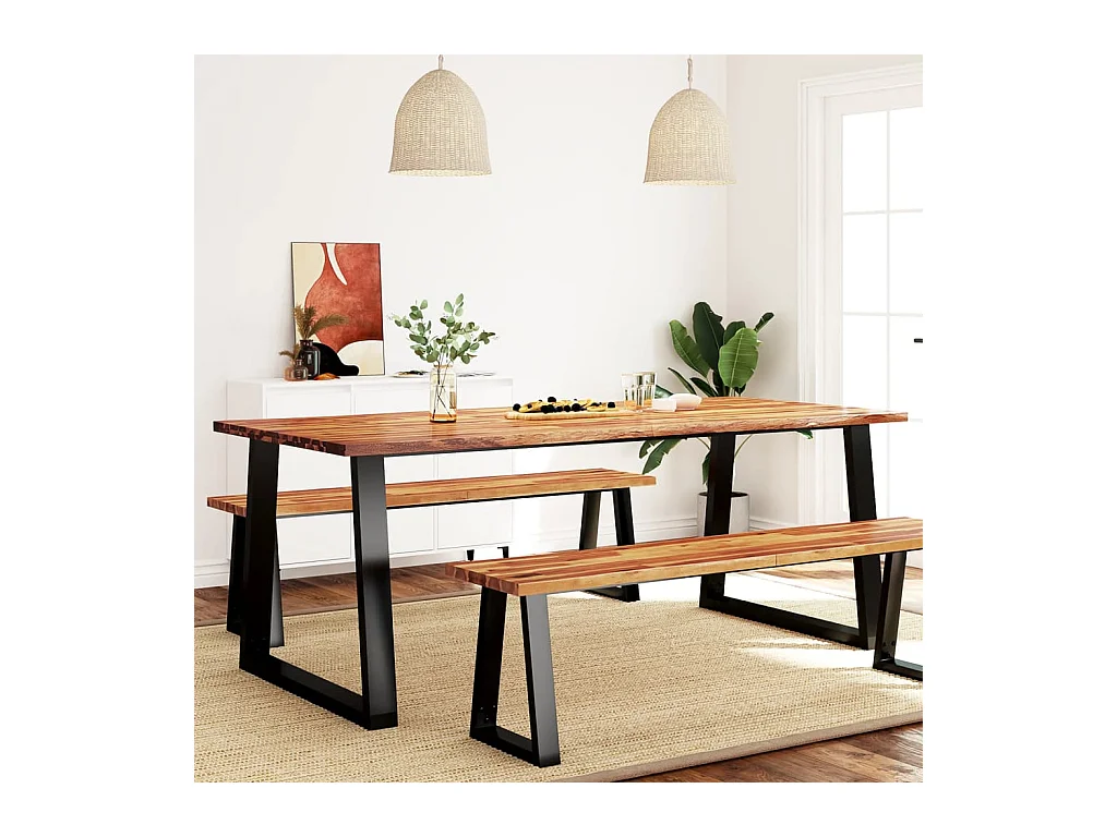 Eettafel met natuurlijke rand 200x90x75 cm massief acaciahout