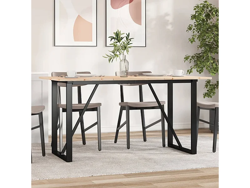 Table à manger cadre en O 140x80x75 cm bois de pin massif acier