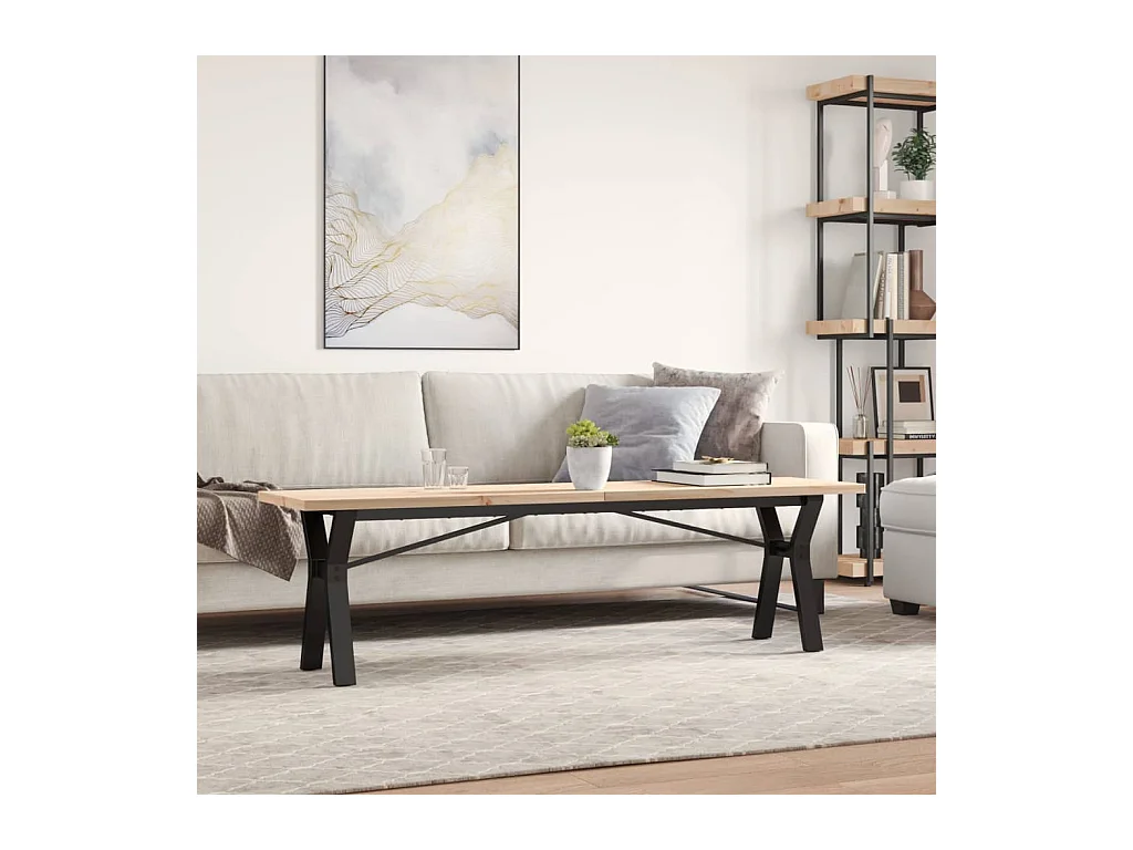 Salontafel Y-frame 160x40x45,5 cm grenenhout en gietijzer