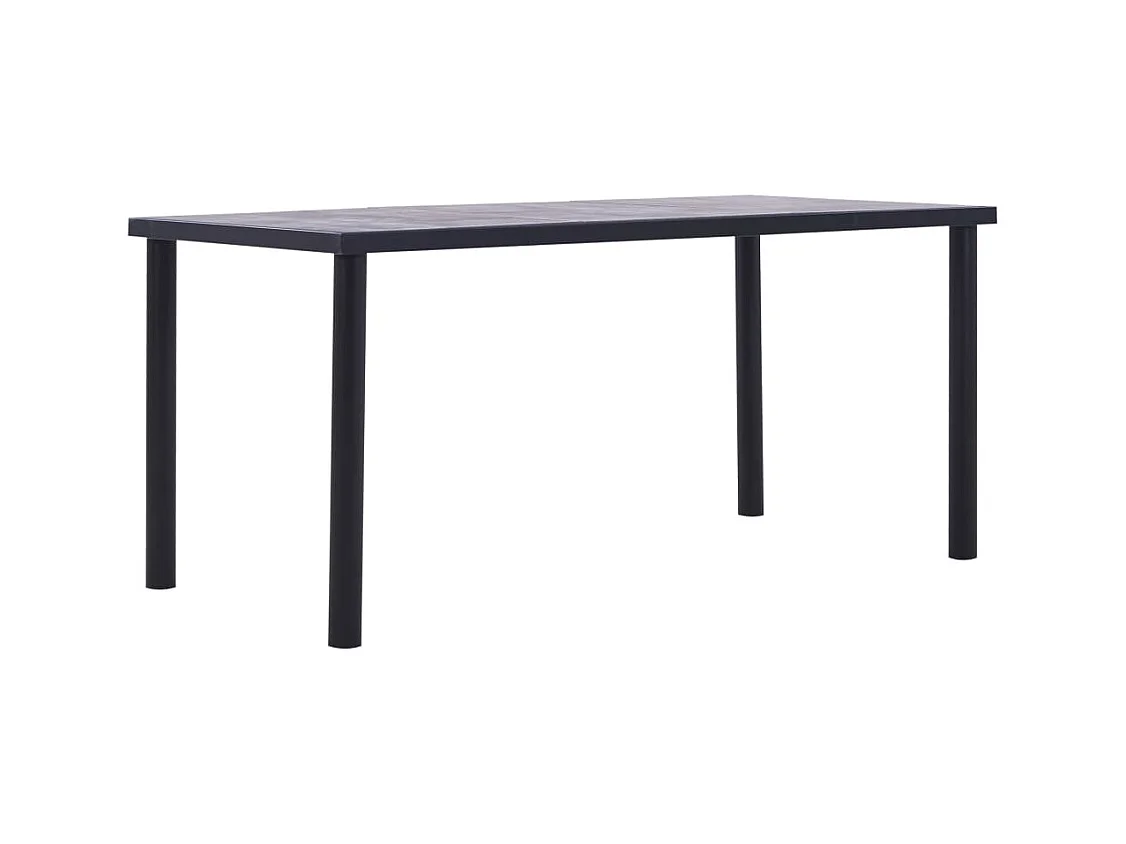 Table à manger Noir et gris béton 160x80x75 cm MDF