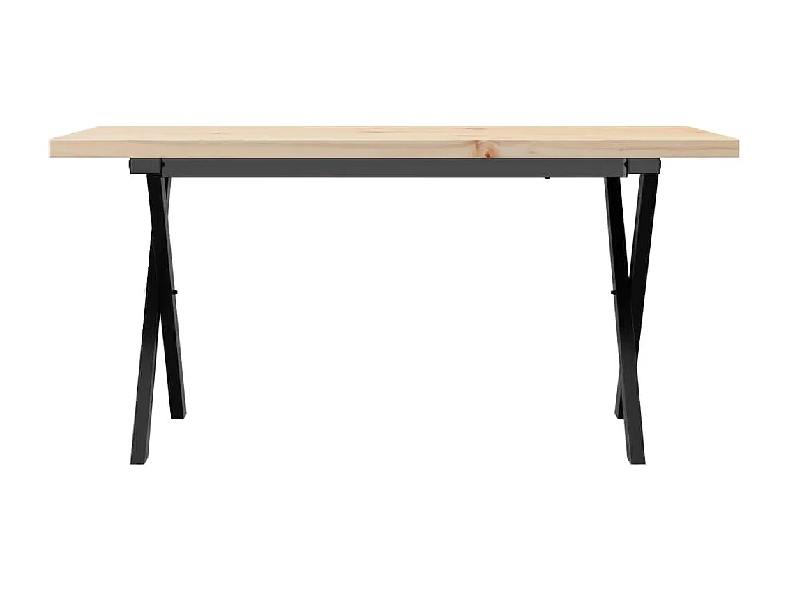 Table basse cadre en X 100x50x45,5 cm bois de pin massif acier