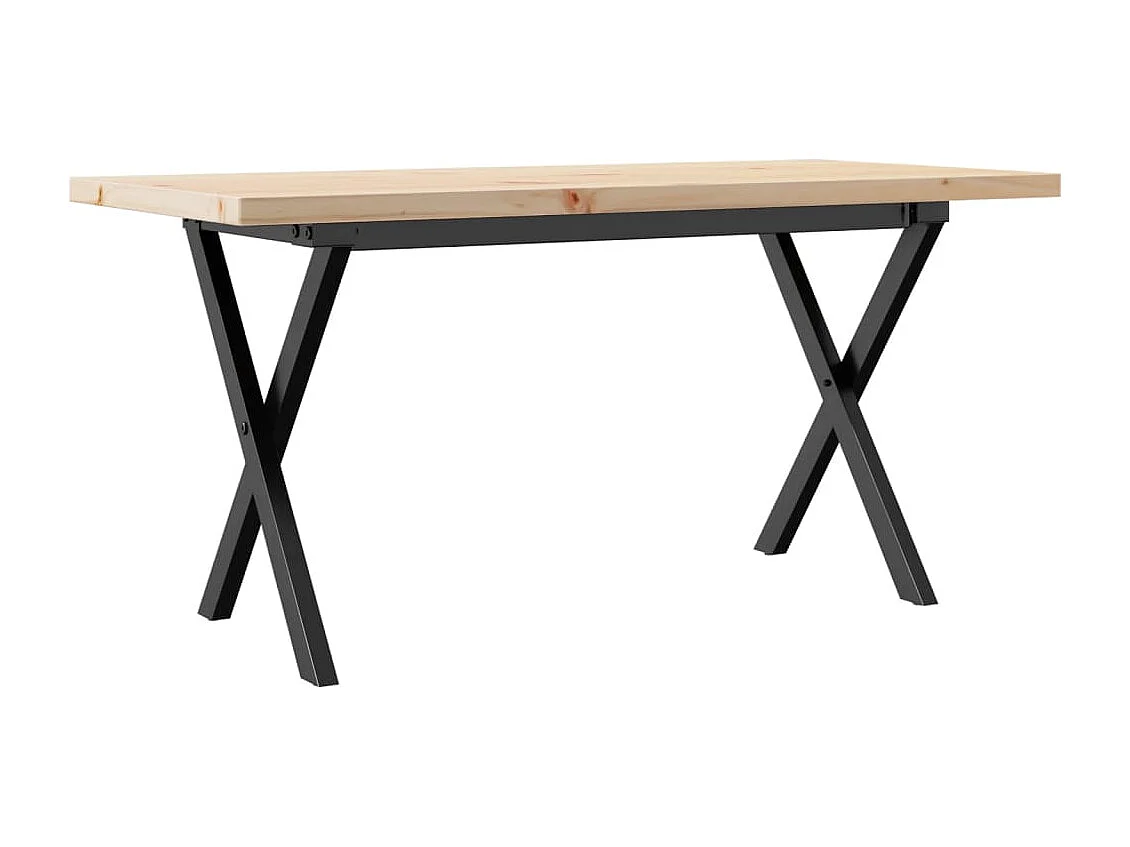 Table basse cadre en X 100x50x45,5 cm bois de pin massif acier