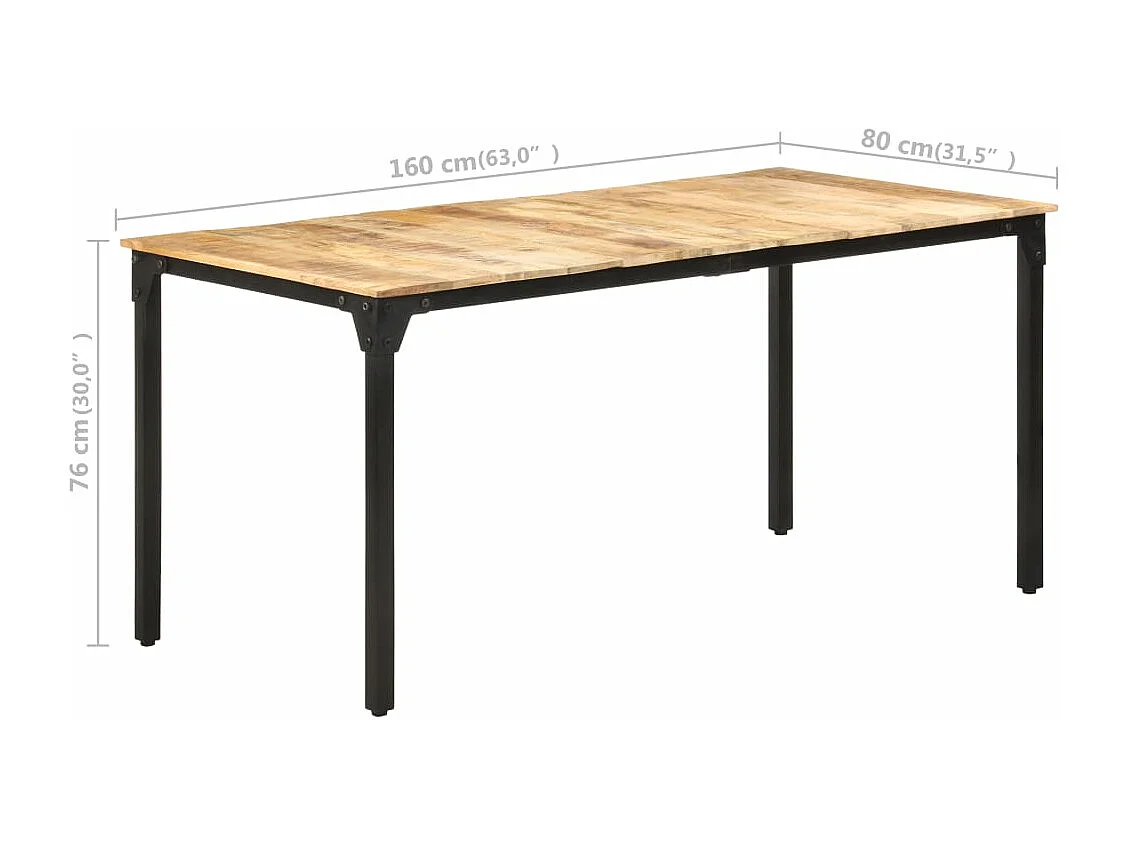 Tavolo da Pranzo 160x80x76 cm in Legno di Mango Grezzo