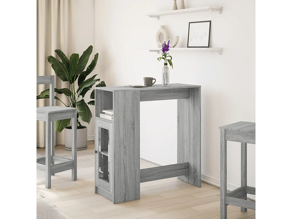 Bartafel met rekken 101x40x103,5 cm bewerkt hout grijs sonoma