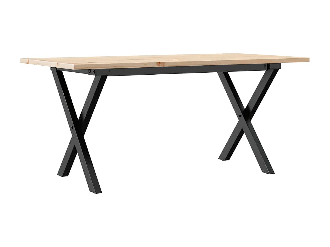 Tavolino Salotto Telaio a X 100x50x45 cm Legno Pino e Acciaio