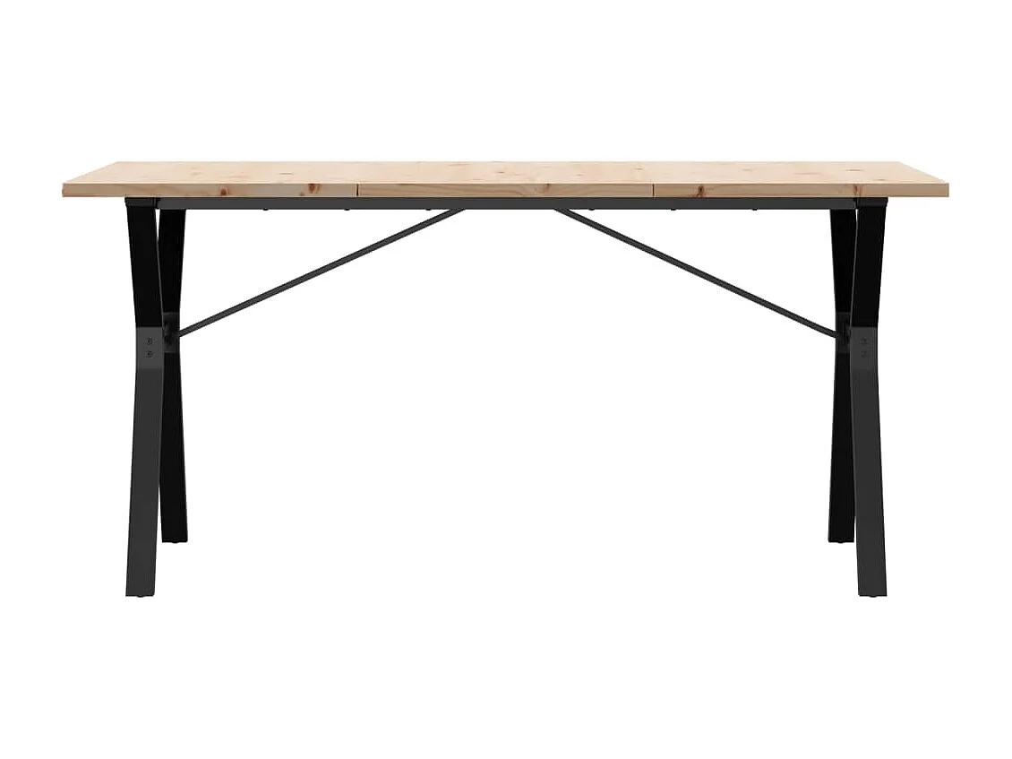 Mesa de comedor marco Y madera maciza pino acero 140x80x75,5 cm