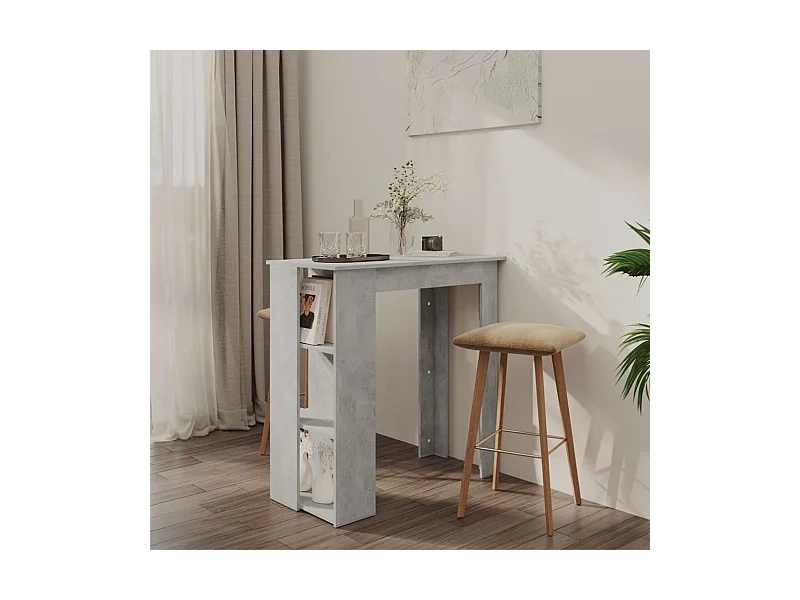 Table de bar avec étagère Gris béton Bois d'ingénierie