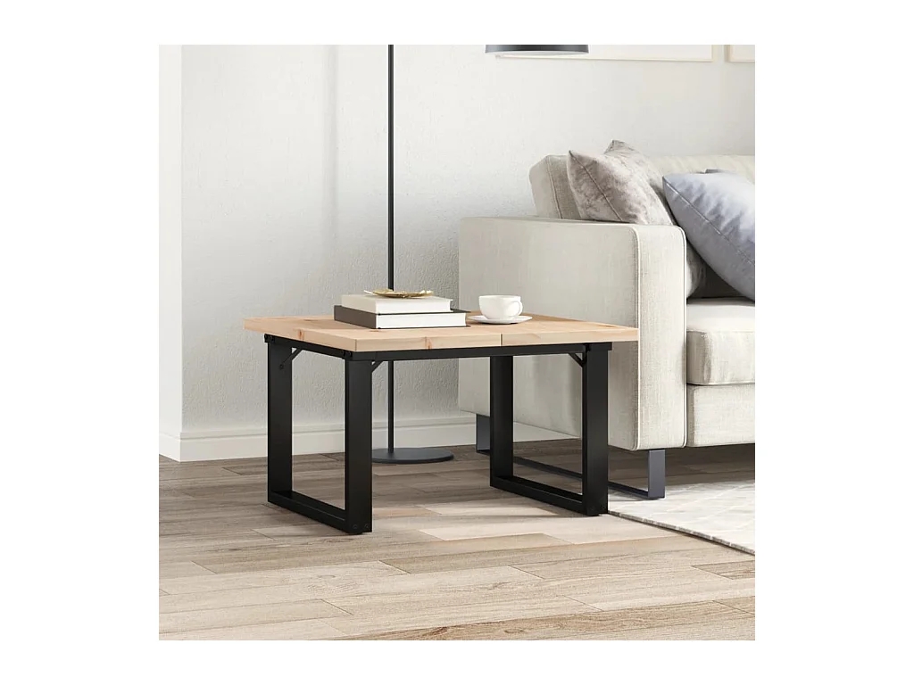 Table basse cadre en O 70x70x40,5cm bois de pin massif et acier