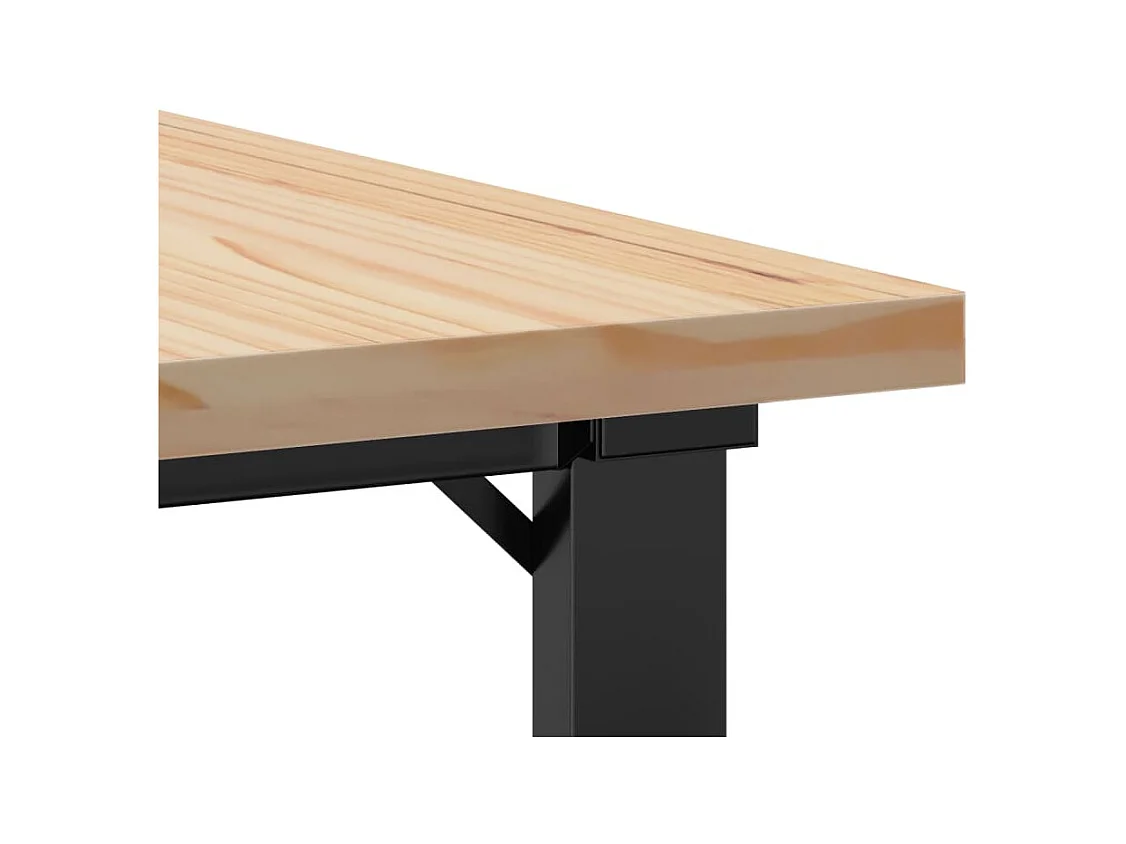 Table basse cadre en O 70x70x40,5cm bois de pin massif et acier