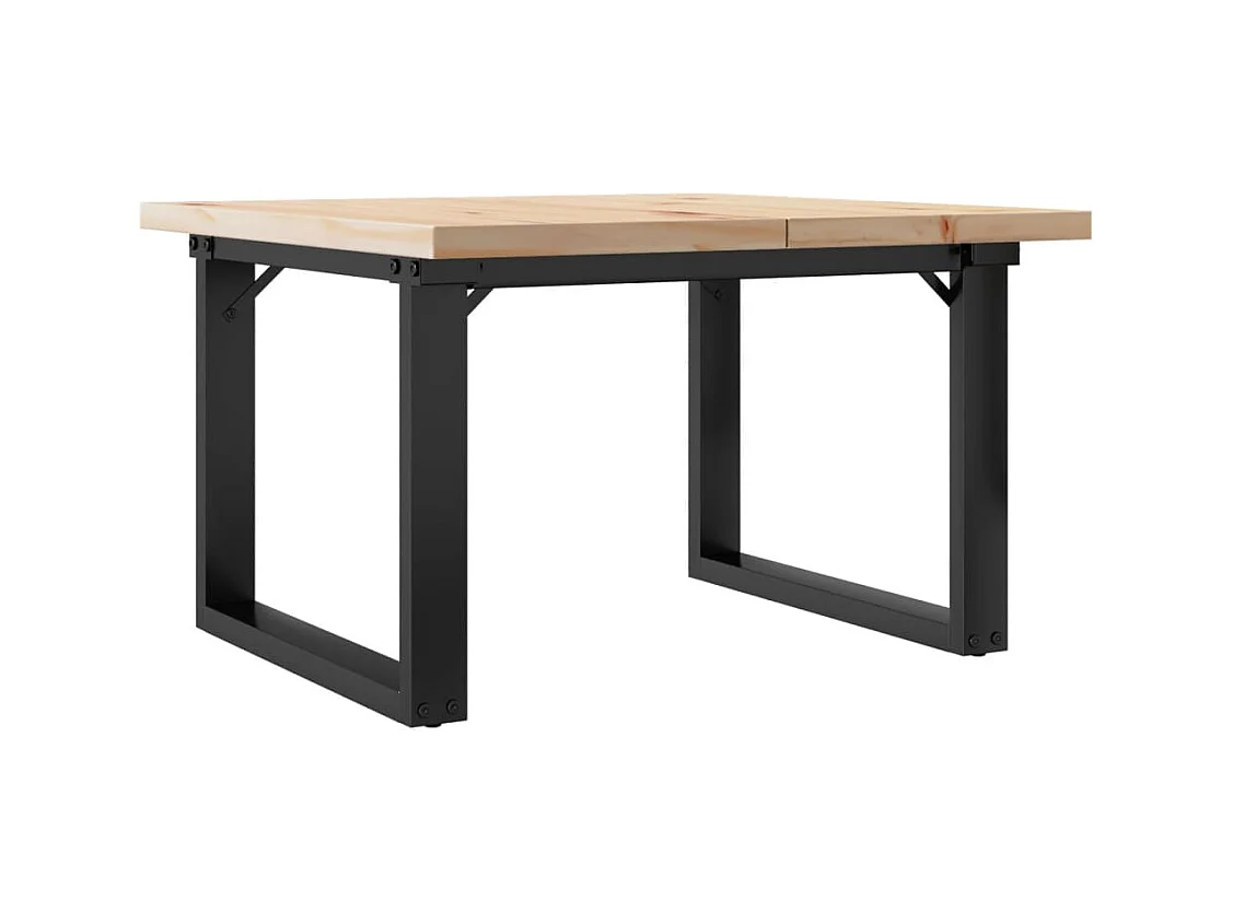 Table basse cadre en O 70x70x40,5cm bois de pin massif et acier