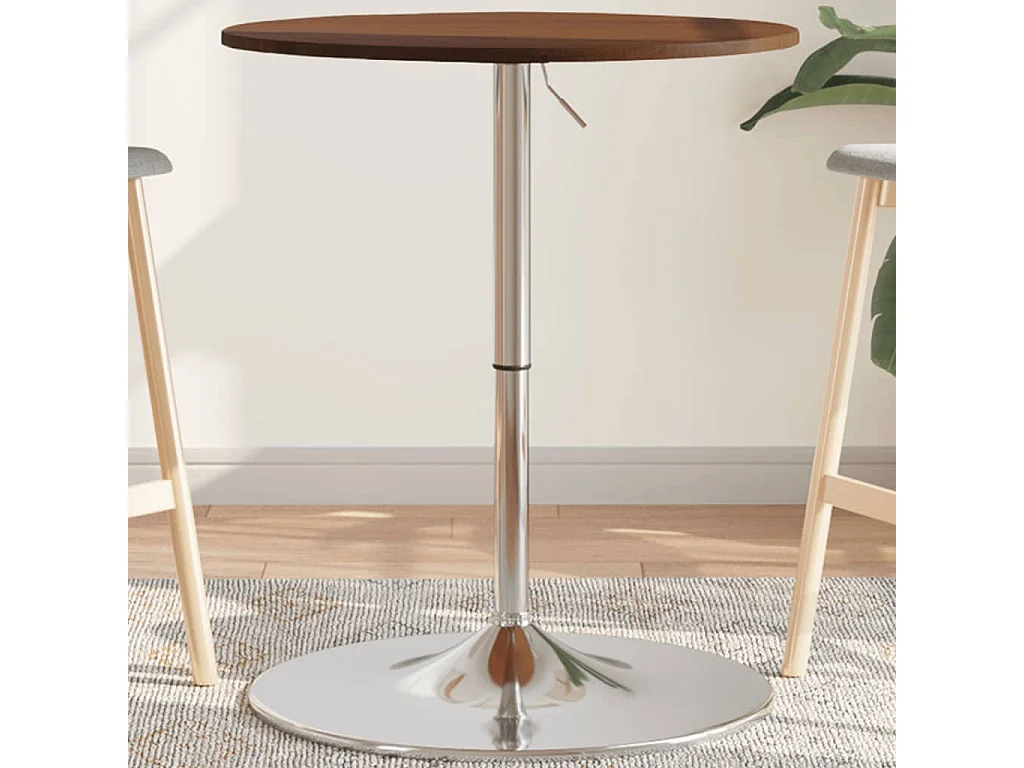 Table de bar marron foncé Ø60x89,5 cm bois massif de chêne