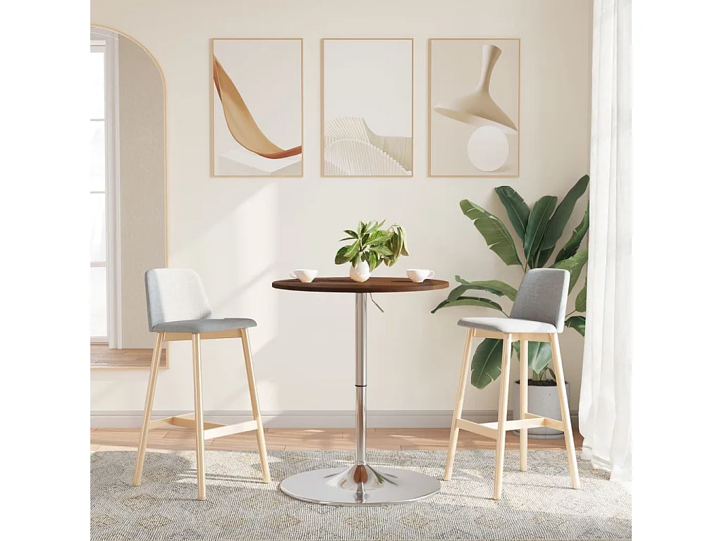 Table de bar marron foncé Ø60x89,5 cm bois massif de chêne