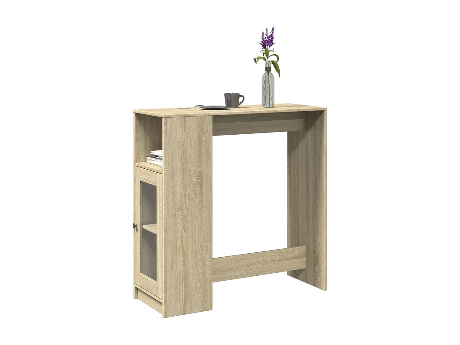 Table de bar avec étagères chêne sonoma bois d'ingénierie