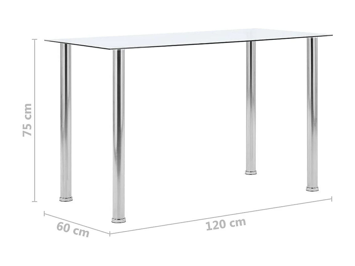 Tavolo da Pranzo Trasparente 120x60x75cm Vetro Temperato