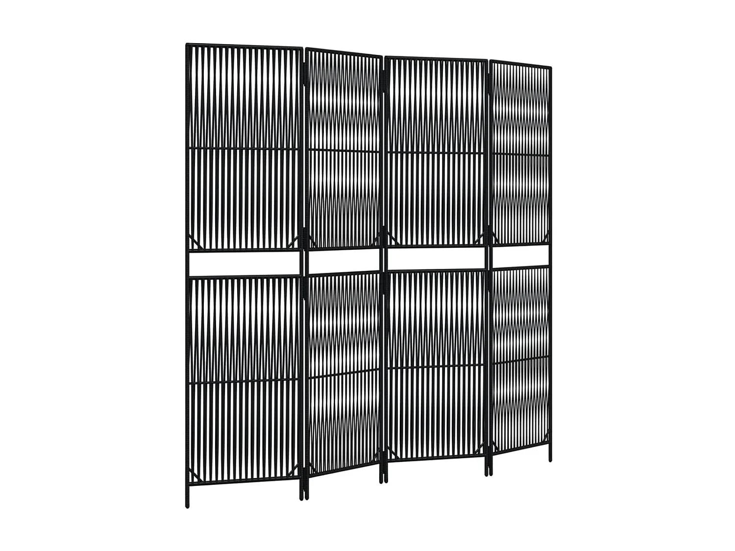 Cloison de séparation 4 panneaux noir résine tressée
