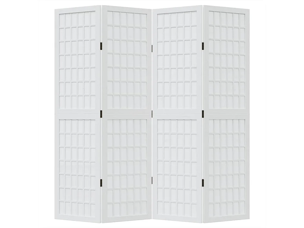 Parete divisoria 4 pannelli in legno massello di paulownia bianco