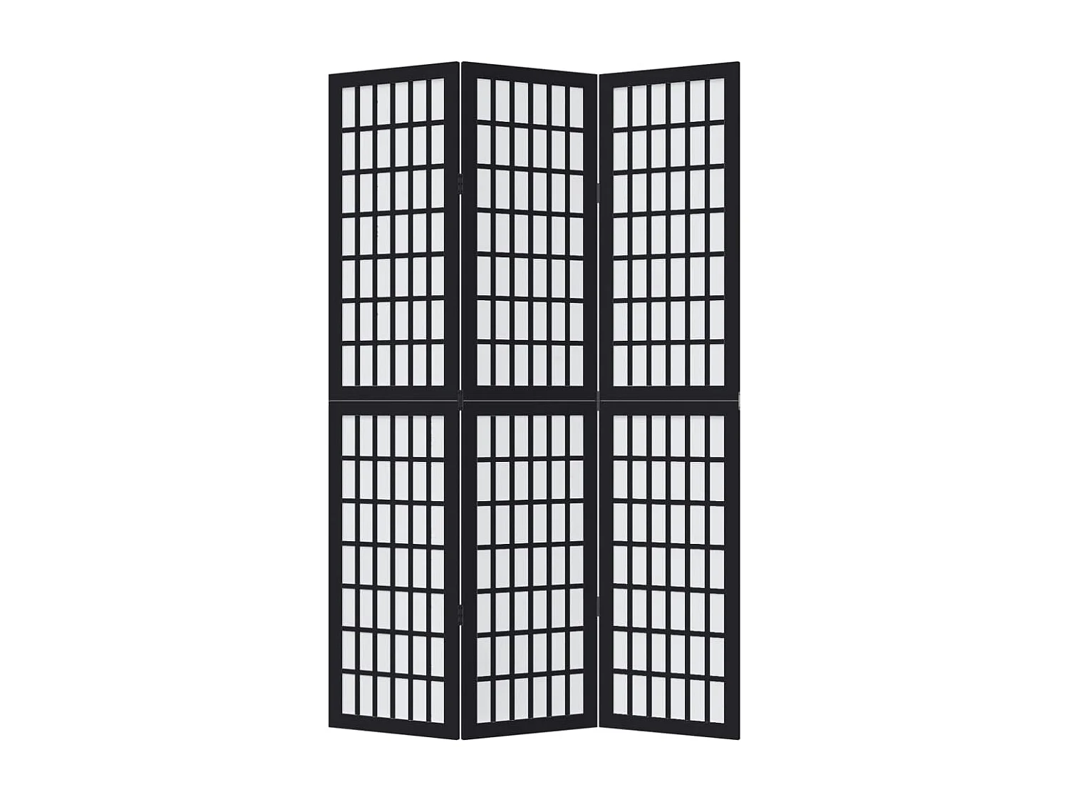 Cloison de séparation 3 panneaux noir bois de paulownia massif