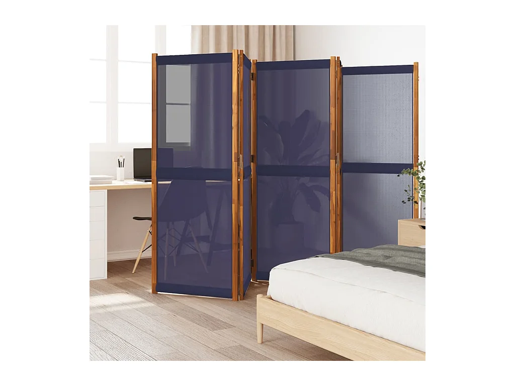 Cloison de séparation 5 panneaux bleu foncé 350x180 cm