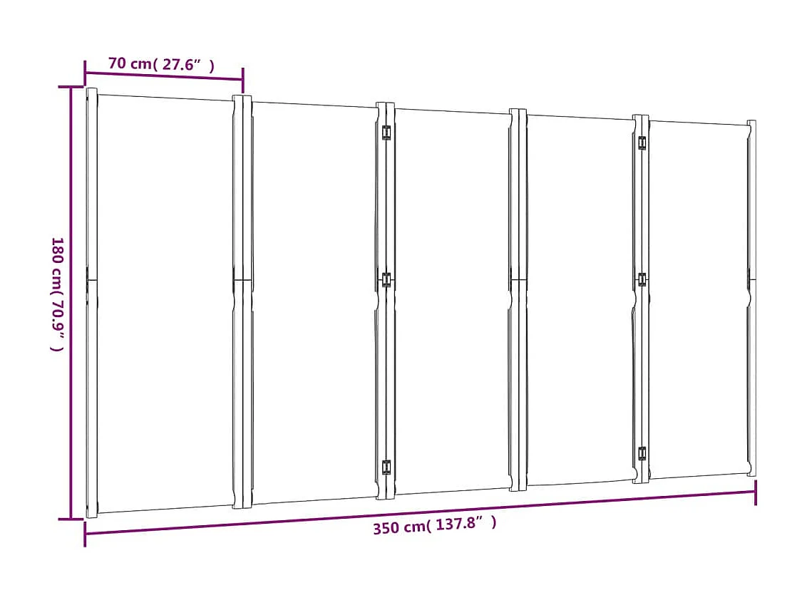 Tabique 5 paneles topo 350x180 cm