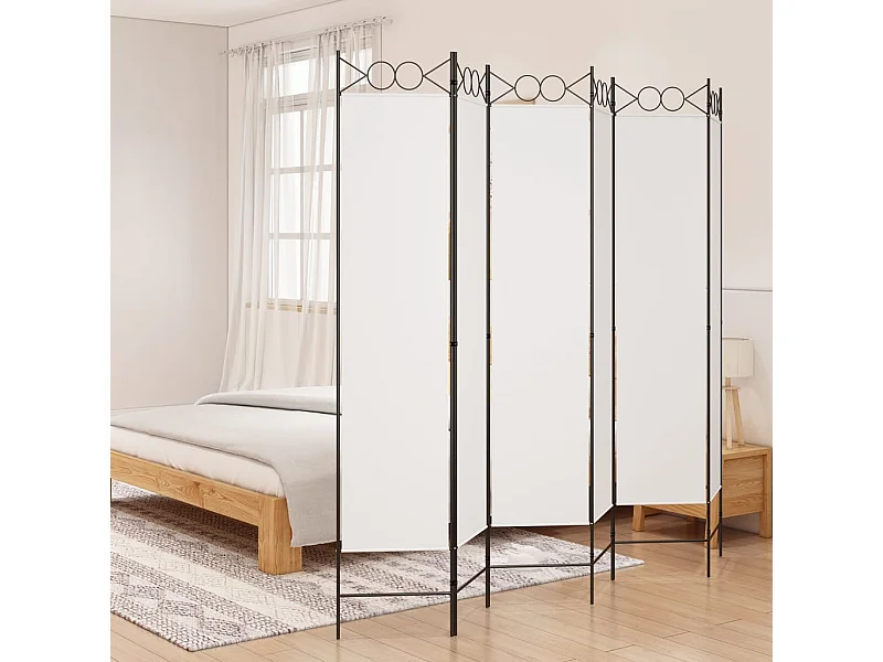 Cloison de séparation 6 panneaux Blanc 240x200 cm Tissu